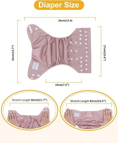حفاضات قماش Babygoal AWJ مع حزمة لوحة البطن من 13 ، 6 حفاضات مع 6 إدراج وحقيبة جافة رطب ، قابلة للضبط قابلة للضبط للبنات والفتيان in Kuwait