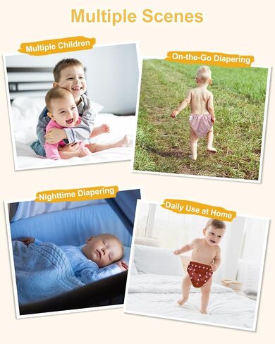 حفاضات قماش Babygoal AWJ مع حزمة لوحة البطن من 13 ، 6 حفاضات مع 6 إدراج وحقيبة جافة رطب ، قابلة للضبط قابلة للضبط للبنات والفتيان in Kuwait