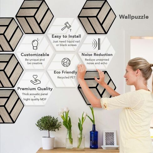 Urban Decor Acoustic Slat Wall Soundproof Foam Panels (Hexagon in Oak Color) for 3D Wood Wall Decor, Cool Room Accessories, Acoustic Insulation, Mens Room Decor, Gaming Areas, TV walls and more in Saudi Arabia