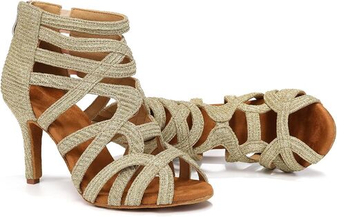 Women Latin Dance Boots Peep Toe Ballrooom Salsa Performance Professional Ankle Dance Shoes Dance Heels in Kuwait