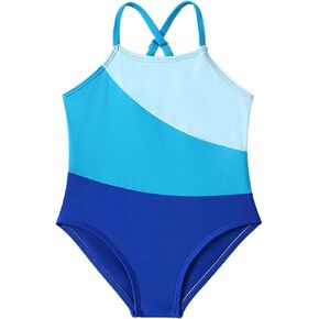 Toddler Baby Girl Swimsuit One-Piece Swimwear Color Block Bathing Suit Summer Bikini Set