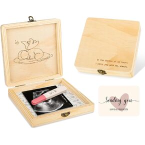 Miscarriage Gifts for Mothers, Memorial Box for Pregnancy Loss, Wooden Angel Baby Keepsake with Storage for Photo & Ornament - Comfort Sympathy Bereavement Gift for Parents, Mom and Dad