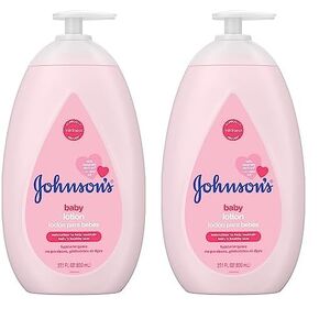 Johnson's Moisturizing Mild Pink Baby Lotion with Coconut Oil for Delicate Baby Skin, Paraben-, Phthalate- & Dye-Free, Hypoallergenic & Dermatologist-Tested, Baby Skin Care, 27.1 Fl. Oz (Pack of 2)