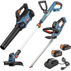 SENIX X2 20 Volt Max* 2-Piece Cordless Power Tool Combo Kit with Battery Powered 10-Inch String Trimmer and Variable Speed Leaf Blower, Includes 4.0 Ah Battery & Charger (S2K2B1-03)