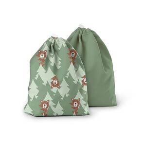 Esembly Ditty Bag Duo - Reusable Waterproof Wet Bags for Cloth Diapers, Swimsuits, Toiletries, and Snacks, Set of 2 - Buds + Gingham