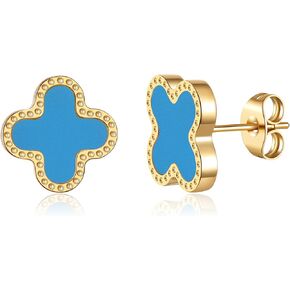 18K Gold Plated Clover Earrings for Women Four Leaf Clover Stud Earrings Lucky Dangle Earrings Simple Jewelry Gifts for Women