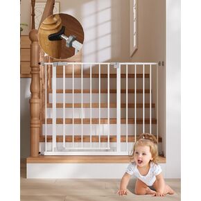 InnoTruth 28.9-42.1" Baby Gate for Stairs & Doorways, 30" Tall, Extra-Wide Dog Gate with 2-Way Swing, Easy Walk-Through & Dual Lock, Pressure Mount Child Safety Gate for Indoor Use – Black