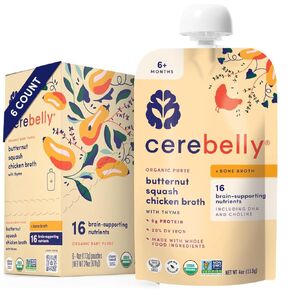 Cerebelly Organic Baby Food Pouches – Organic Beef Bone Broth Pouches | Protein, Healthy Fats, Non-GMO | Baby Food Meals | 4 Ounce BPA-Free Toddler Pouches | Carrot Beef Bone Broth | 6 Count