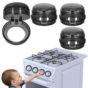 4 Pack Stove Knob Safety Covers Child Safety Gas Stove Knob Locks Heat-Resistant Baby Proof Oven Knob Cover Childproof Adhesive Universal Stove Guard for Kids Pets Babies from Turning on Stove