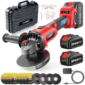 Brushless Cordless Angle Grinder, 9500 RMP Cordless Grinder with 2x 4.0Ah Batteries, Battery Grinder with Cutting Wheels, Grinding Wheel, 4-1/2" Angle Grinder Cordless for Metal Cutting, Rust Removal