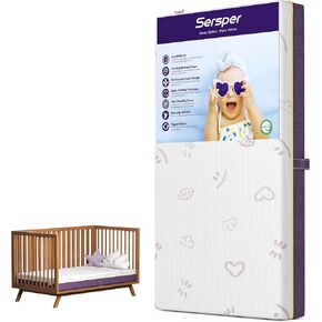 Sersper Breathable Crib Mattress, Comfort Memory Foam Toddler Bed Mattress, CertiPUR-US Certified, 10 Year Coverage, Removable Cover, 52"x27.5"x6"