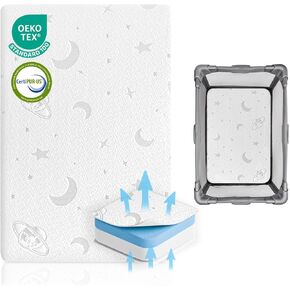 Pack and Play Mattress Pad, 38x26 Dual Sided Soft & Firm Memory Foam Baby Mattress for Pack N Play, Portable Thick Crib Mattress with Breathable Jacquard Cover