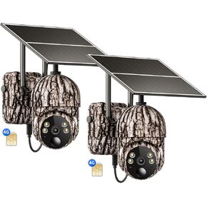 4G LTE Cellular Trail Cameras 3rd- Unlimited Data Plan, 2K Live Streaming, 360° Coverage, Solar Powered Game Cameras, Motion Activated, Day/Night View, Phone Remote Access Anytime(2 Pack)
