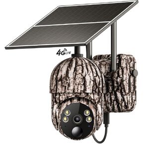 Cellular Trail Security Cameras Built-in 4G LTE SIM Card, 2K Game Camera Solar with 360° Full View, Color Night Vision, Motion Activated, Live Streaming & Playback, IP65 Waterproof