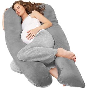 Nuliie Pregnancy Pillow for Sleeping, U Shaped Full Body Pillow Pregnancy Pillows, Maternity Pillow Support for Back, HIPS, Legs for Pregnant Women, with Washable Velvet Cover (Grey)