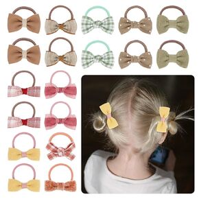 Toddler Hair Ties 2 Inches Cute Hair Bows for Girls 18 Pcs No Damage Elastic Hair Ties Girl Hair Accessories