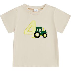 YOKJZJD Toddler Baby Boy 1st 2nd 3rd 4th Birthday Outfit Tractor Short Sleeve T-Shirt Farming Birthday Shirt Summer Clothes