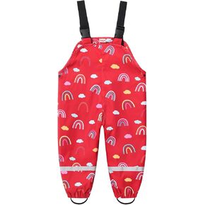Toddler Girls Boys Rain Pants Waterproof Suspender Trousers Mud Dirty Proof Bib Pants Play Overalls
