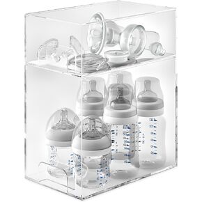 Baby Bottle Organizer – Space-Saving Versatile 2-Drawer Baby Bottle Storage – Holds Bottles, Nipples, Pump Parts, and More