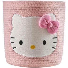 Idea Nuova Sanrio Hello Kitty Rope Storage Basket,10" H x 10" W, Decorative and Functional Organizer for Kids Room or Nursery