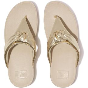 FitFlop Women's Lulu Padded-Knot Metallic-Leather Toe-Post Sandals Wedge in Kuwait