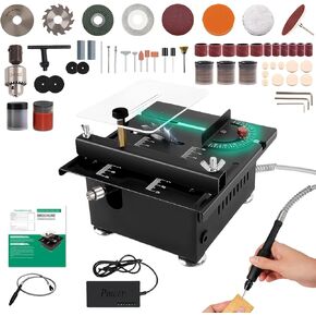Mini Table Saw,Mini Multi-Functional Table Saw,Small for Crafts, 7 Speeds,Cutting Sanding Engraving Drilling All In One