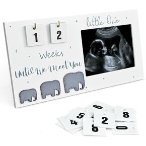Ultrasound Picture Frames with Baby Countdown Weeks, Baby Sonogram Picture Frame for Pregnancy Announcement, Gender Reveal Ideas Standard 4"x3" Ultrasound Photo Frame for Expecting Pregnant Mom Gifts