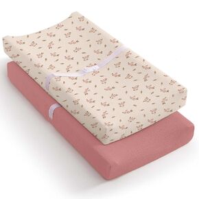 Mi Flor Muslin Changing Pad Cover – Ultra Soft Oeko-Tex Certified Baby Changing Table Cover with Elastic Corners, 360° Fit, Lightweight, Breathable, Fits Most Changing Pads – 2 Pack