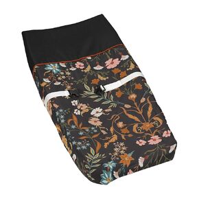 Sweet Jojo Designs Boho Wildflower Vintage Floral Girl Baby Changing Pad Cover Infant Newborn Diaper Table Change Mat Sheet Black Rust Orange Teal Bohemian Farmhouse Botanical Flower Cottagecore Indie