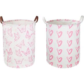 CLOCOR 2 Pack Laundry Basket,Kids Toys Bins,Gift Basket with Handles,Baby Nursery Hamper,Books Organizer,Home,Bedroom,Bathroom