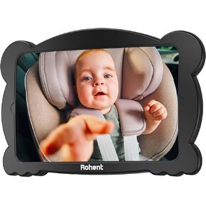 Baby Car Mirror 2-Pack for 2 Kids: Adjustable Car Seat Mirror for Baby Rear Facing Seat Easy Install on Headrest for Family with 2 Cars - Stable Clear Back Seat Mirror to See 2 Babies in 2 Seats in Kuwait