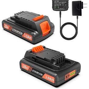 【2025 Newest】 2 Pack 3.0Ah 20v Replacement Battery Compatible with Black and Decker 20v Max LST BCBL LHT BESTA LCC Series Cordless Power Tools