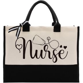 حقيبة حمل من القماش للممرضة، حقيبة ممرضة، حقيبة حمل من القماش للهدايا، حقيبة حمل من القماش القطني للنساء، هدية للممرضة المستقبلية، هدية تخرج طالب التمريض، حقيبة تسوق قابلة لإعادة الاستخدام للممرضة C1 in Kuwait
