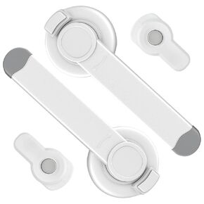 4PC Baby Toilet Lock Kit,Kid Toilet Seat Attachment,Easy to Install with Adhesive, Kid's Bathroom Safety Products for Child Proofing,Baby Proofing in Bathroom Toilet Vanities, 9"L X 4"W,3.6"L X 2"W