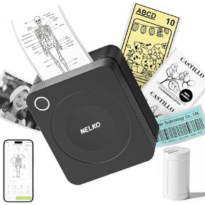 Nelko Sticker Printer, PM230 Mini Printer Bluetooth Portabel Sticker Maker with 1 Roll of Paper, Print Pods Mini Printer with Multiple Templates for Phone & Tablet, Pink