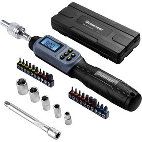 GROWNEER Upgraded Digital Torque Screwdriver, 3.5-70.8 In-lbs/0.4-8 Nm, 1/4'' Drive Inch Pound Rachet Torque Screwdriver Electrician with Buzzer & LED Indicator, Torque Wrench Screwdriver Set
