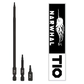 T20 Torx Bit Set (3 Pack) Includes Extra Long 6 Inch, 2 Inch, and 1 Inch Torx Star Bit - Hex Shank & Magnetic Tipped