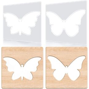 2Pcs Butterfly Router Template Acrylic Router Template for Woodworking Inlay Template Charcuterie Board Decorative Router Templates 7.9x7.9inch
