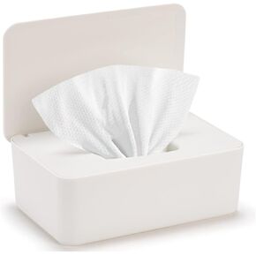 Wipe Dispenser Holder, Wipe Holder, Non-Slip Wipes Case Keeps Wipes Fresh, Far from Dirty Wipes, Easy Open&Close Wipes Pouch Case (White)