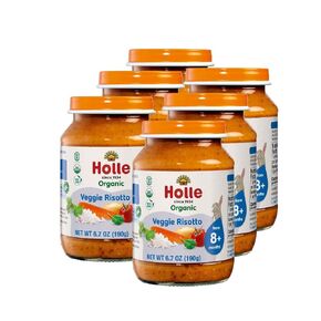 Holle Organic Baby Food Jars - Veggie Risotto Baby Puree with Organic Carrot, Spinach, Potato & Rice - (6 Jars) Stage 2 Baby Food for 8 months and Older - Baby Snack or Balanced Meal