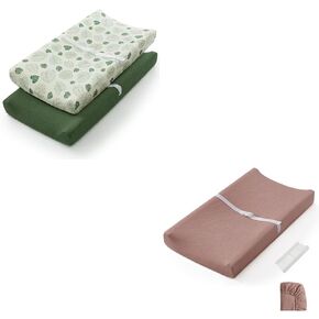 Blissful Diary Baby Changing Pad and 2 Packs Muslin Changing Pad Cover for Girls Boys