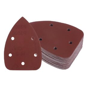 50pcs Mouse Sander Detail Sandpaper - [3000 Grit, 3.5" x 5.5"] Triangle Hook and Loop Assorted Sanding Pads Sheet for Wood Furniture Polishing Use | 5 Hole, Aluminum Oxide
