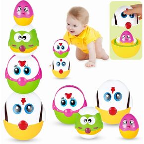 Easter Basket Stuffers for Toddlers Baby, 8Pcs Nesting & Stacking Easter Matching Eggs for 18 Months+ Boys Girls, Plastic Easter Eggs for Easter Egg Hunt