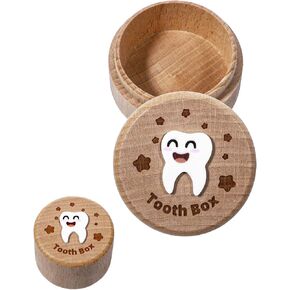 Tooth Fairy Box for Boys, 3D Carved Wooden Tooth Fairy Tooth Holder, Cute Lost Tooth Holder Tooth Keepsake Box for Kids' First Lost Teeth Tooth Fairy Gifts for Birthdays Baby Shower Holiday