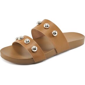 Comfort Sandals for Women Outdoors: Black 8 Arch Support Open Toe Womens Slides - Soft Casual Slip On Indoor Slide