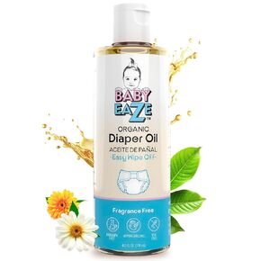Organic Diaper Oil Fragrance Free (4oz) formulated to soothe, protect, and nourish baby's delicate skin- hassle free solution for every diaper change