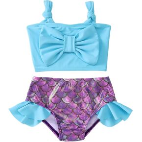 Toddler Baby Girls Two Piece Swimsuit Bikini Tankini Swimsuit Set Ruffle Swimwear Summer Beach Bathing Suit 6M-4T