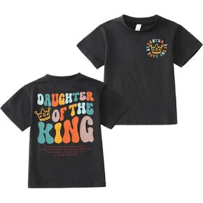 CM C&M WODRO Daughter of The King T-Shirt Toddler Baby Girl Christian Crown Graphic Shirt Short Sleeve Summer Tee Tops