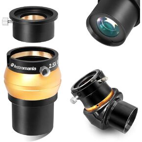 Astromania 2" 45-Degree Erecting Prism Diagonal - Bundle with - 2" 2.5X Barlow Lens 4-Elements Allows The Use of Both 2" and 1.25" Eyepieces