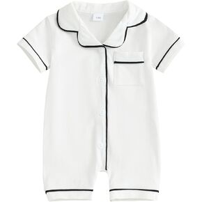 Newborn Baby Boy Girl Silk Pajamas Romper Shorts Sleeve Button Down Satin One Piece Onesie Pjs Infant Sleepwears